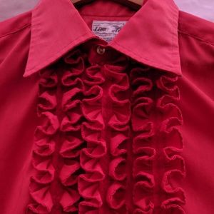 LION OF TROY | Red Vintage Tuxedo Shirt
